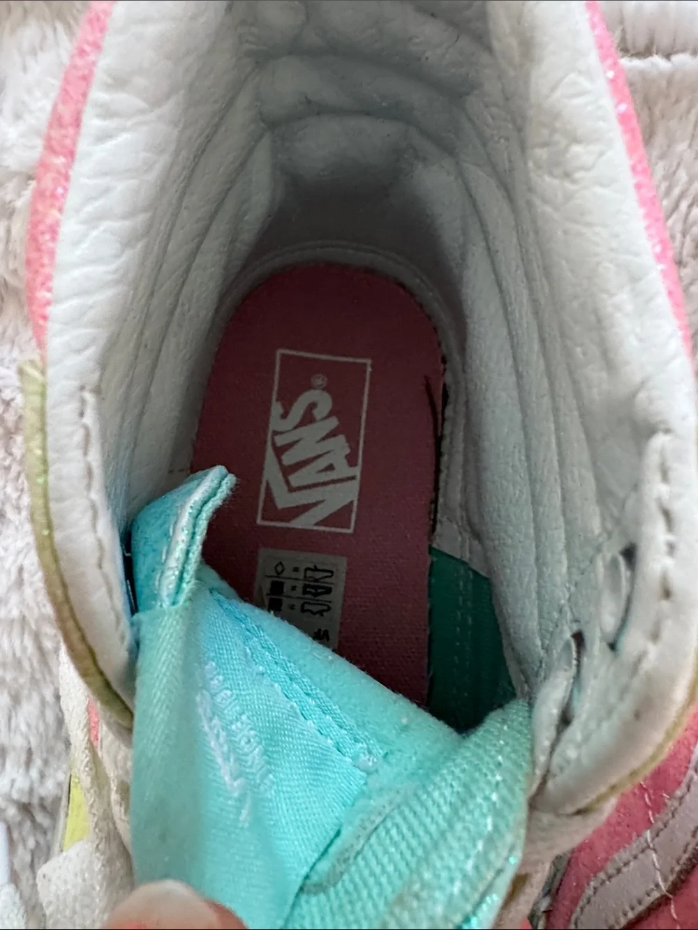 Vans Kids Glitter High-Top Sneakers - Mint Green, Yellow & Pink Accents